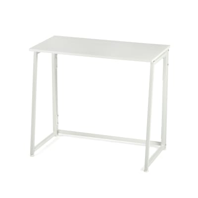 Bureau pliant sur roulettes, bureau d'étude, table de bureau blanche