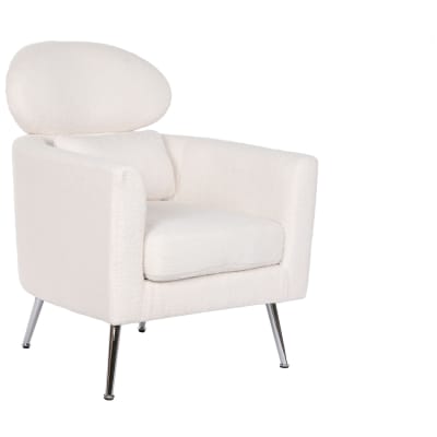 Fauteuil en polyester avec pieds chromés blanc 71x75x95 cm