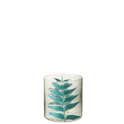 Vase avec feuille en verre multicouleur 15x15x16 cm