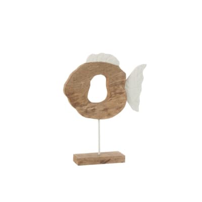 Poisson sur socle en bois de manguier marron 36x9x48 cm