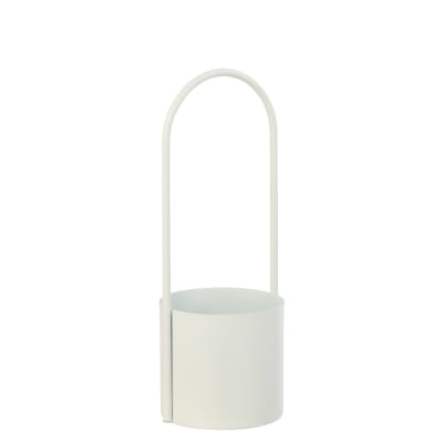 Cache-pot avec anse en métal blanc 15x15x42 cm