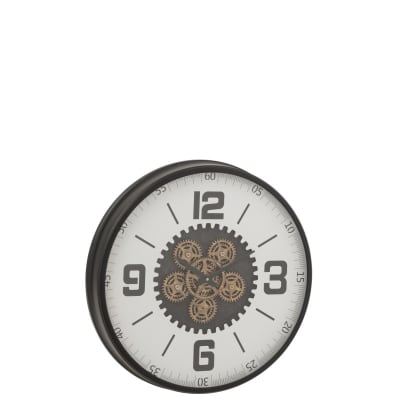 Pendule ronde en bois noir 60x9.5x60 cm