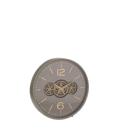 Pendule ronde en bois gris 60x9x60 cm
