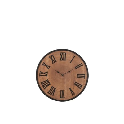 Pendule ronde en bois naturel 40x40x3 cm