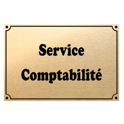 Plaque de porte métal or service comptabilité