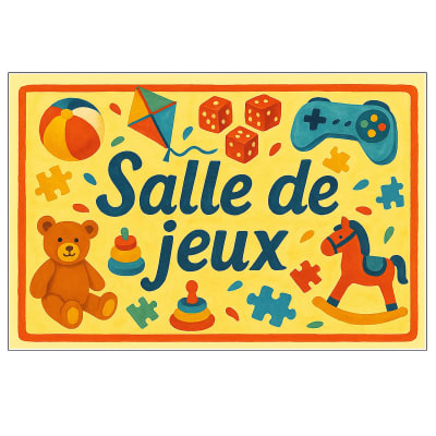 Plaque de porte métal salle de jeux