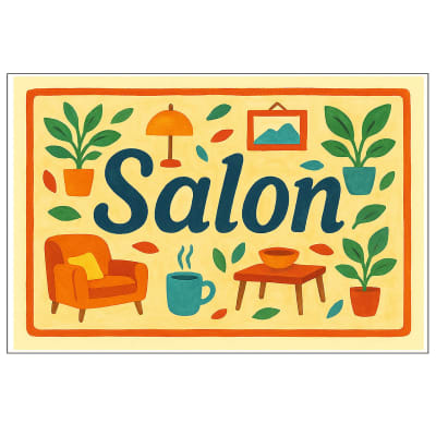 Plaque de porte métal salon