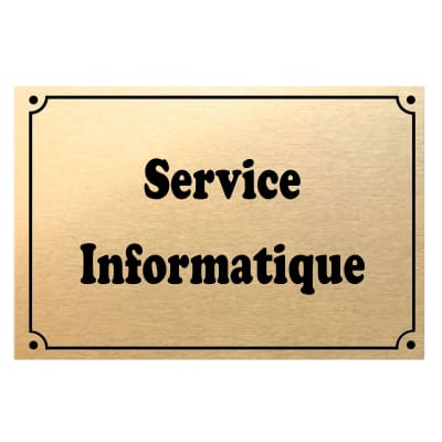 Plaque de porte métal or service informatique