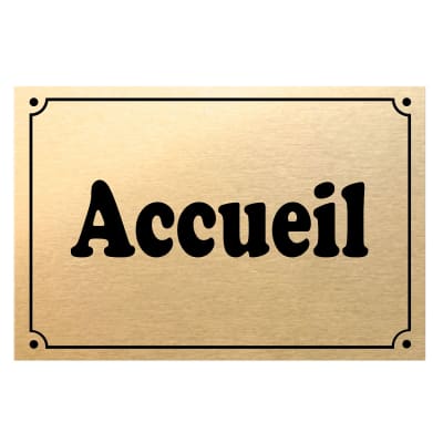 Plaque de porte métal or accueil