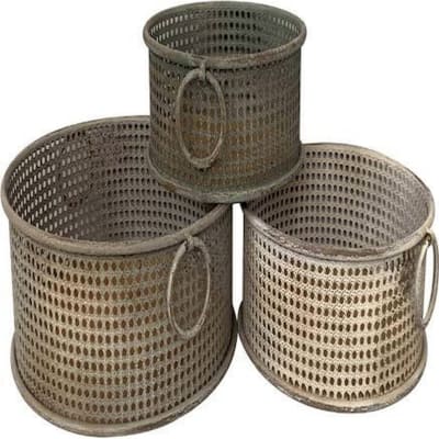 Paniers décoratifs en métal esprit vintage (lot de 3)