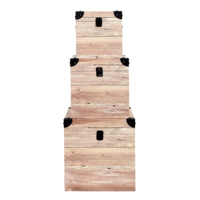 Lot  de 3 malles cubes aspect bois rosé