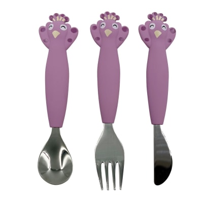 Couverts 3 pièces en silicone violet