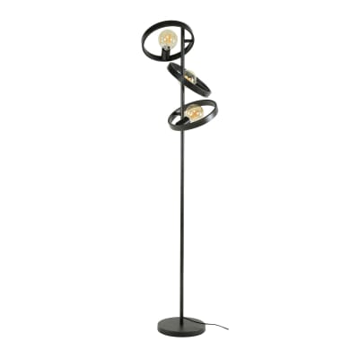 Lampadaire 3 lampes rondes en métal gris foncé - hoovy