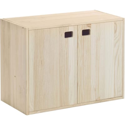 Armoire en pin brut 2 portes 3 tablettes