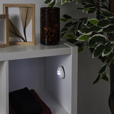3  lampes led à pression blanc sans file avec fixation adhésive