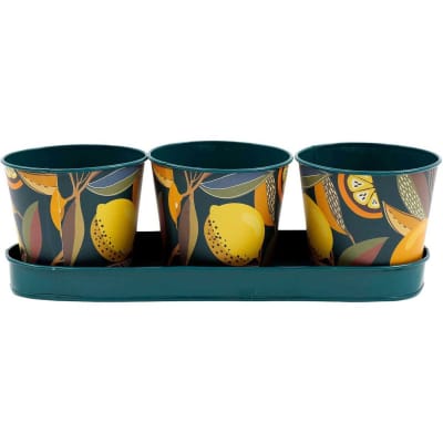 Set de 3 cache-pots en métal citrus