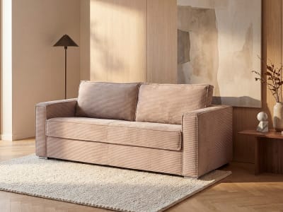 Canapé convertible velours 3 places rose