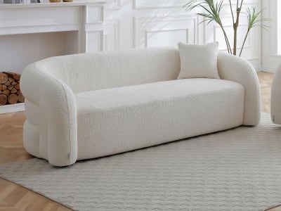 Canapé fixe polyester 3 places blanc}