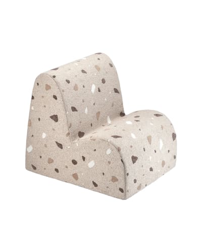 Fauteuil nuage bouclé chenille beige sable 50 x 50 x 60 cm