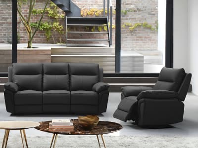 Ensemble canapé fauteuil cuir noir