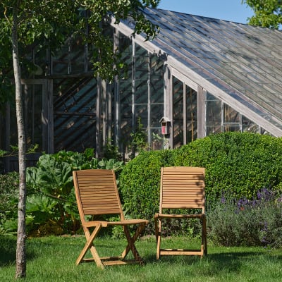 Lot de 2 chaises de jardin pliantes en acacia massif