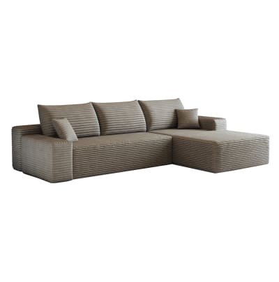 Canapé d'angle compressé modulaire camel avec méridienne 270 cm