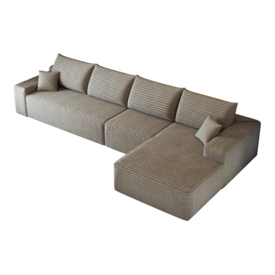 Canapé d'angle compressé camel avec méridienne 340 cm