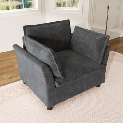 Fauteuil en chenille gris avec coussins 90x81x87 cm