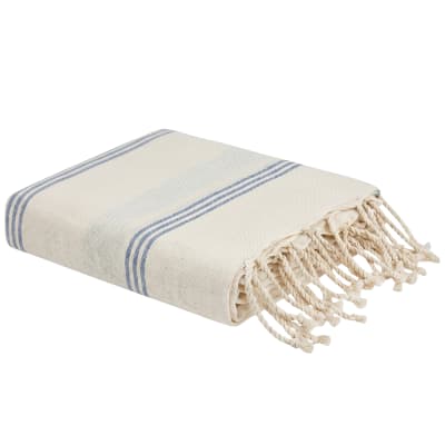 Fouta enfant serviette plage coton recyclé bleu ciel 70x140 cm