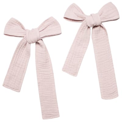 Embrasses à nouer pour ciel de lit en gaze de coton rose