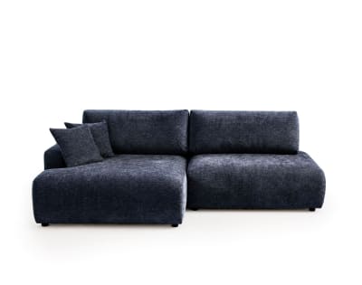 Canapé d'angle gauche 4 places convertible tissu texturé bleu marine