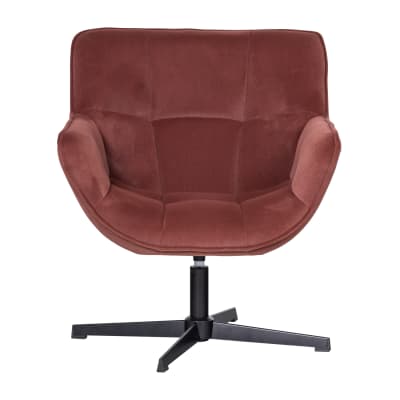 Fauteuil pivotant en velours marron rouge
