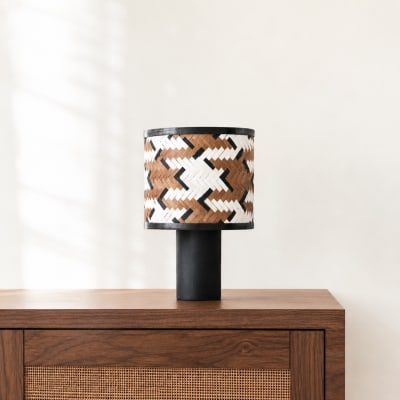 Lampe à poser en bois de chêne et bambou marron et noir