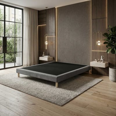 Sommier à lattes fixes gris couchage ferme soutien optimal