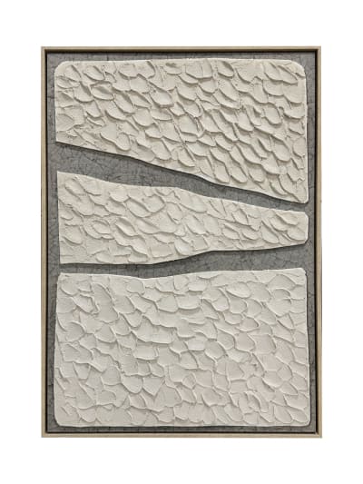 Toile encadrée 3d peinte géométrique gris et beige 100x70 cm