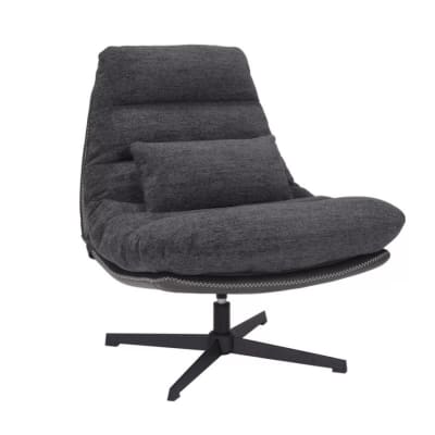 Fauteuil pivotant en cuir et tissu de polyester gris foncé
