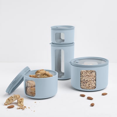 Set 4 conteneurs alimentaire ronds en polypropylène bleu clair