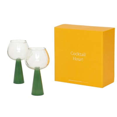 Ensemble de 2 verres à cocktail en verre verte ø 10.5 * 19  cm