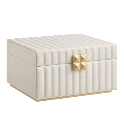 Boîte à bijoux femme avec miroir et plateau 24 x 20.5 x 13.5 cm blanc