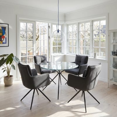 Ensemble de 2 chaises repas tissu anthracite sagesse