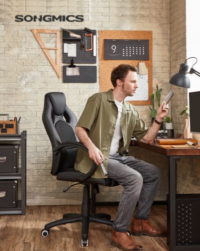 Fauteuil de bureau racing similicuir hauteur réglable noir