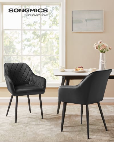 Chaise salle à manger en velours accoudoirs pieds métalliques noir