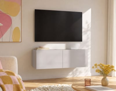 Meuble tv modulable 100 cm 2 portes crème