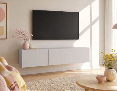 Meuble tv modulable 150 cm 3 portes crème
