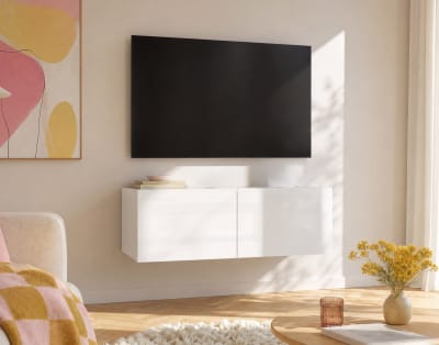 Meuble tv modulable 100 cm 2 portes blanc
