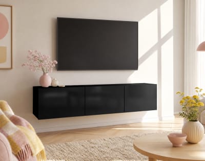 Meuble tv modulable 150 cm 3 portes noir