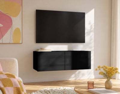 Meuble tv modulable 100 cm 2 portes noir