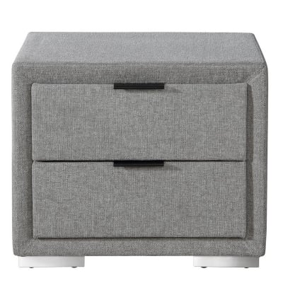 Table de chevet contemporaine en tissu de polyester gris
