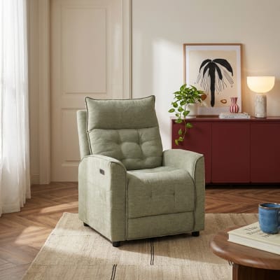 Fauteuil relax massant électrique 1 place tissu vert