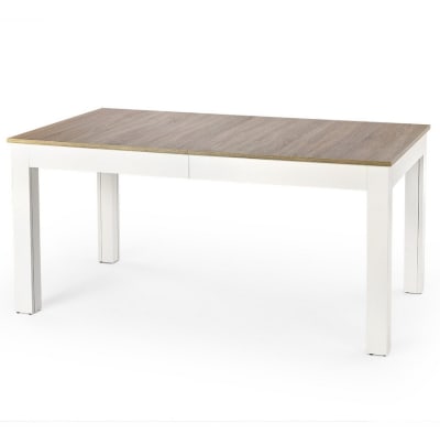 Table salle a manger bois et blanc 160-300cm